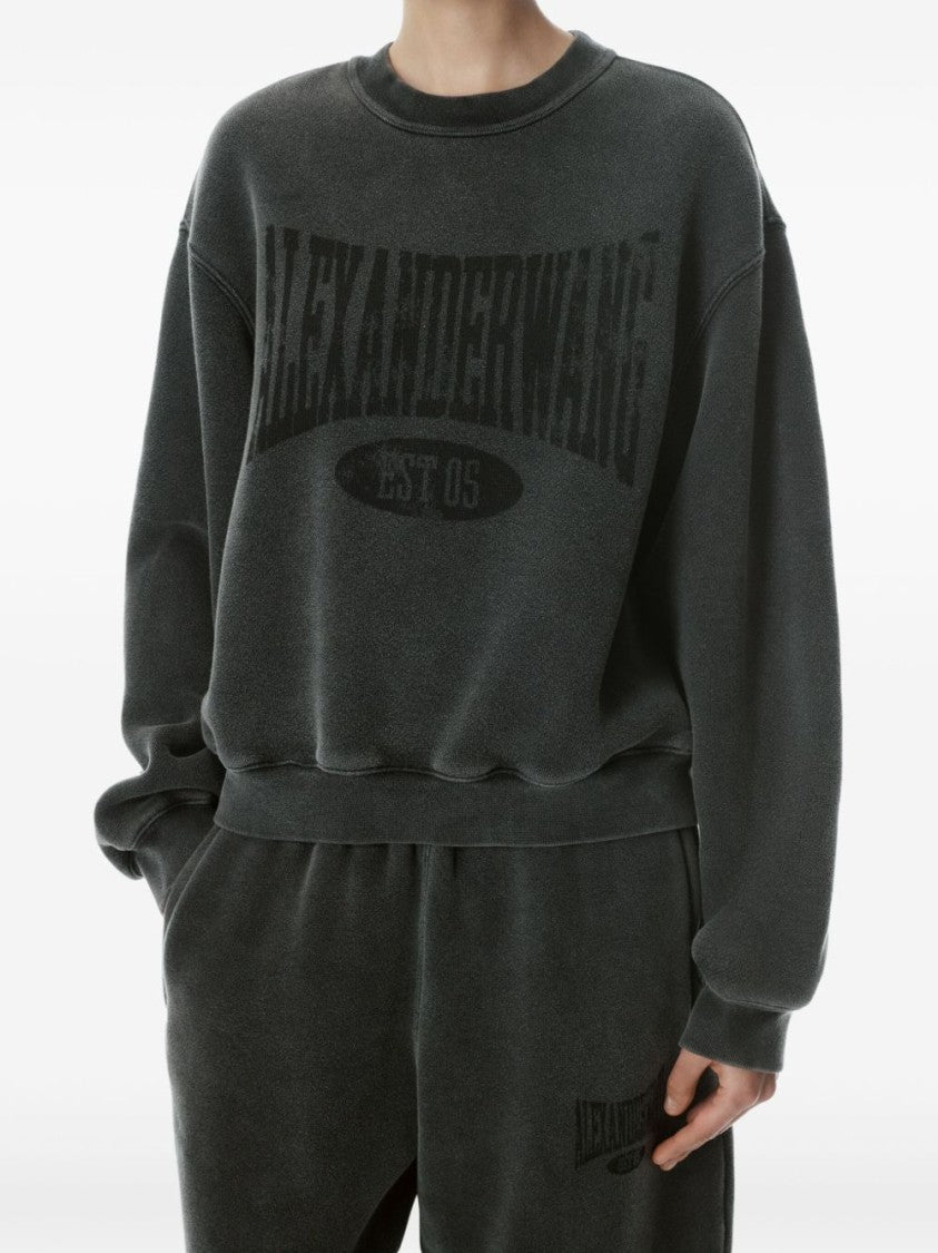 Alexander Wang Dropped Shoulder Crew Neck Sweatshirt With Logo Print