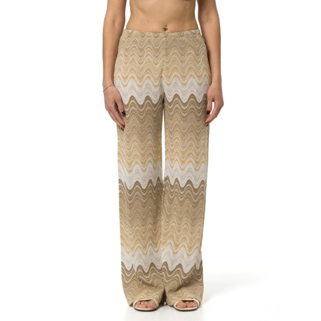 Mc2 Saint Barth Wide-Leg Pants With Wavy Zigzag Pattern