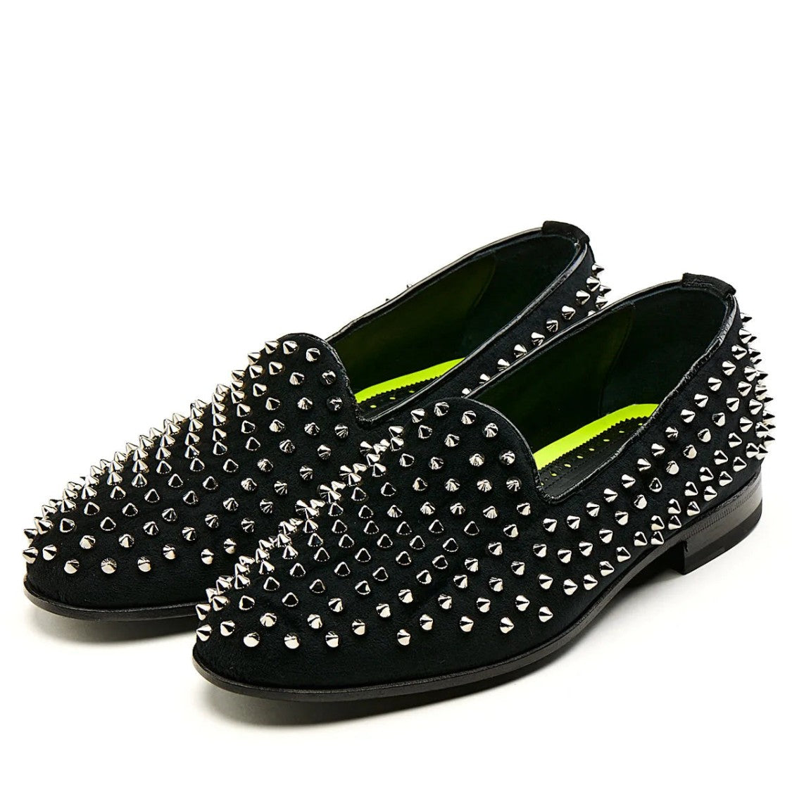 Mimanera Black Studded Velvet Frontman Loafer Shoes