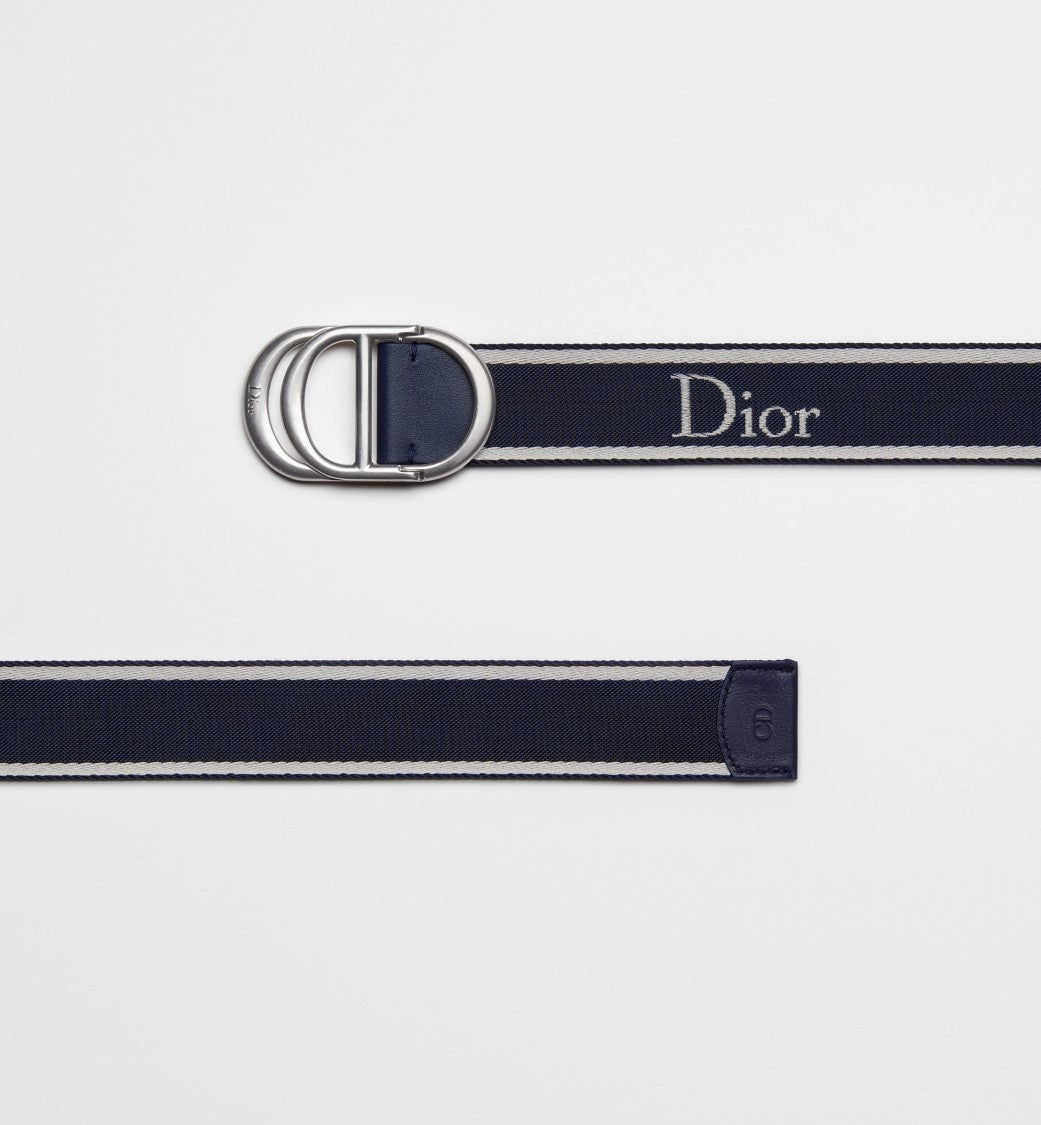 Christian Dior Navy Blue Simple Ardillio Fabric Strap Belt