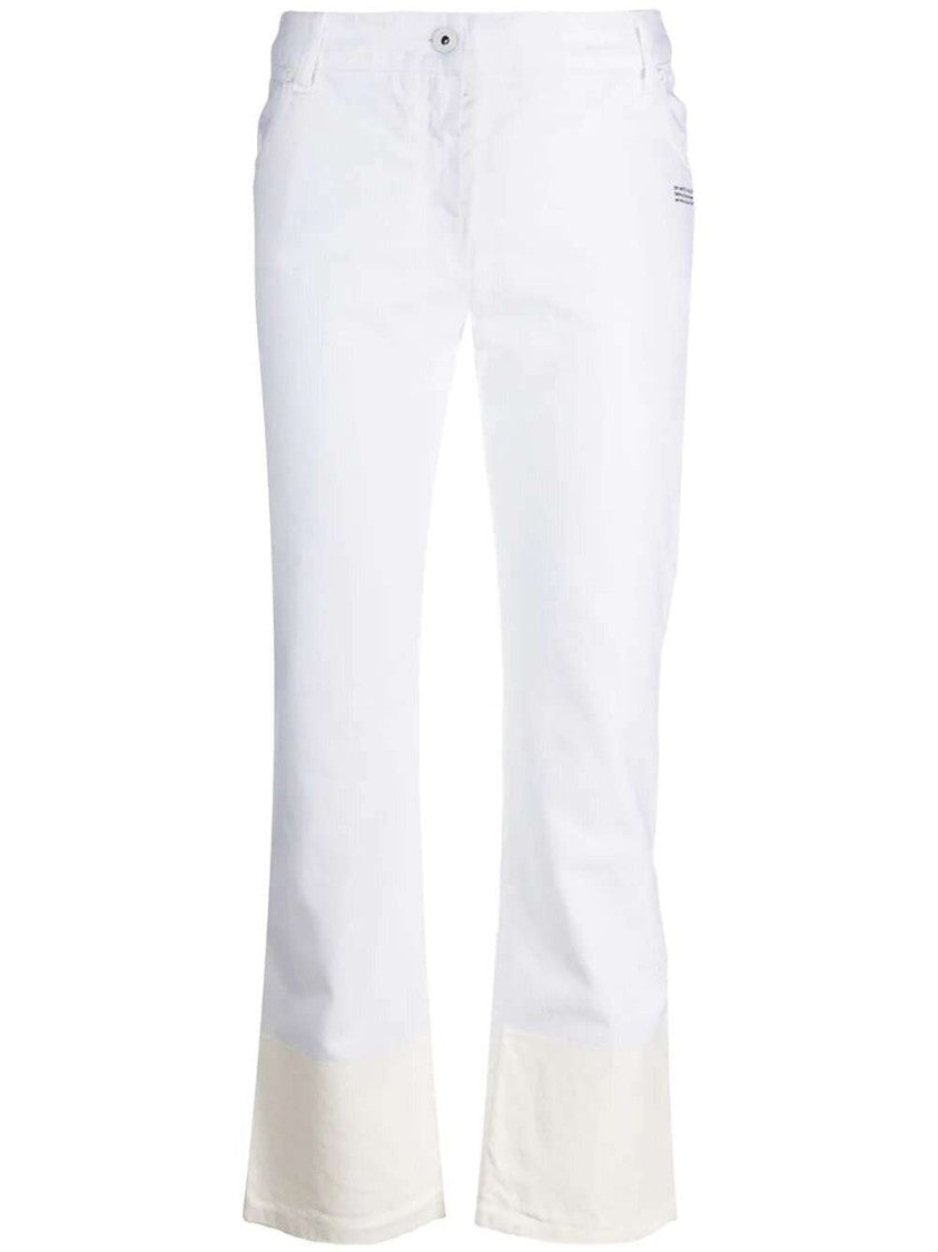 Off-White Contrast Hem Mid-Rise Denim Jeans