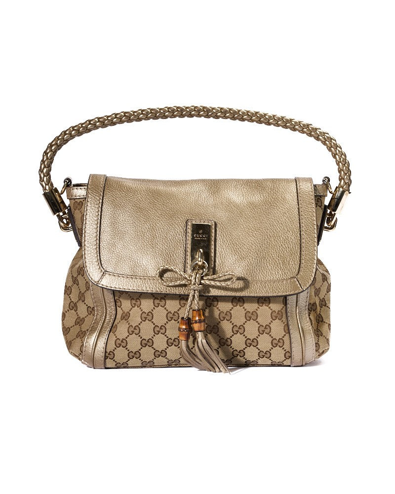 Gucci Beautiful Medium Gg Supreme Flap Bag In Gold