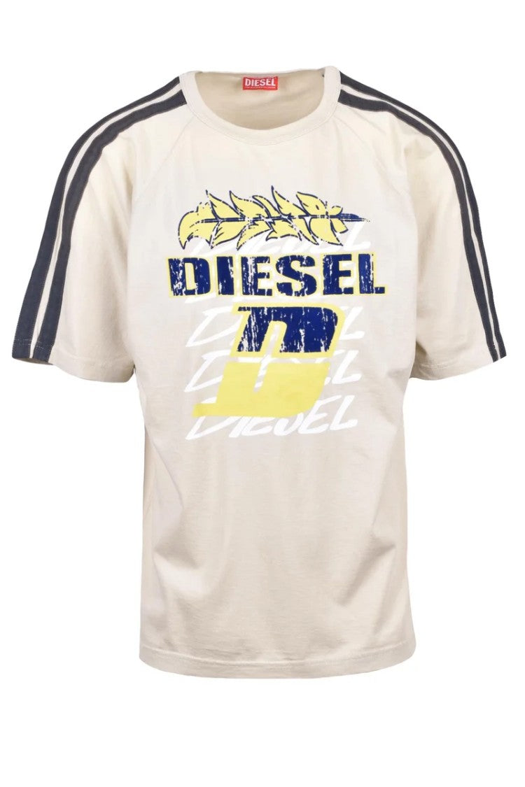 Diesel Beige Blue Graphic T-Shirt