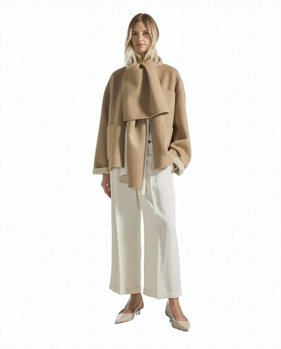 Seventy Double Mélange Wool-Blend Scarf Short Coat