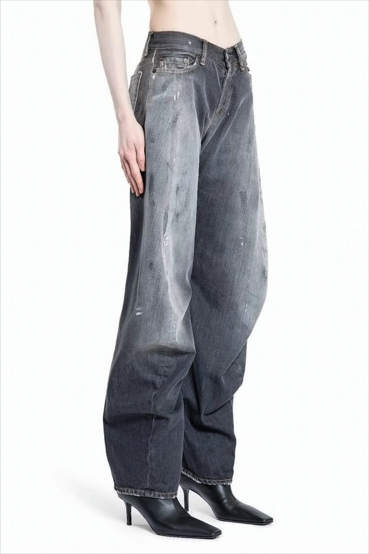 Acne Studios Wide-Leg Denim Pants With Distressed Finish