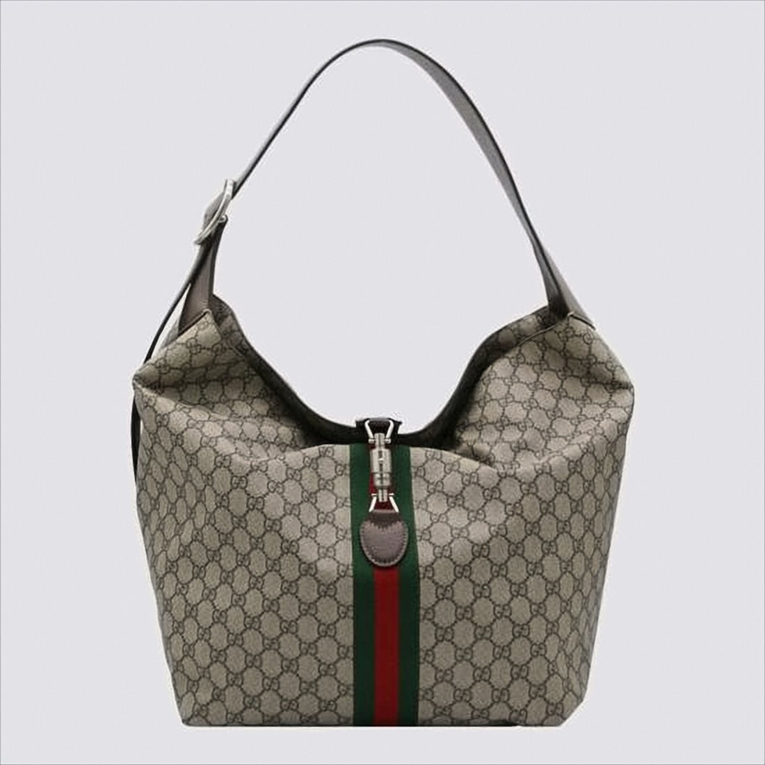 Gucci Beige Monogram Shoulder Bag With Red