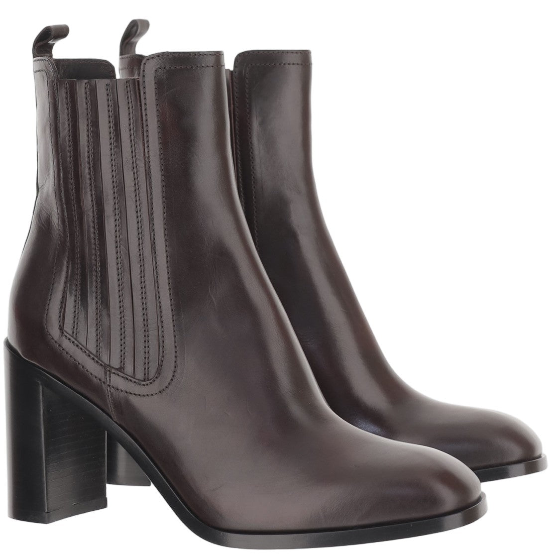 Sartore Pointed Toe Leather Ankle Boots With Back Strap And Elastic Panels