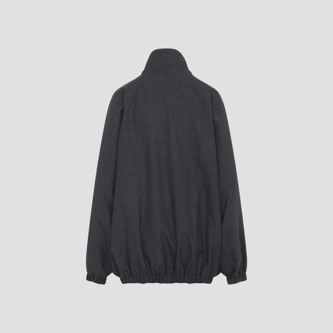 The Frankie Shop Dark Grey Virgin Wool Baxter Plaid Track Jacket