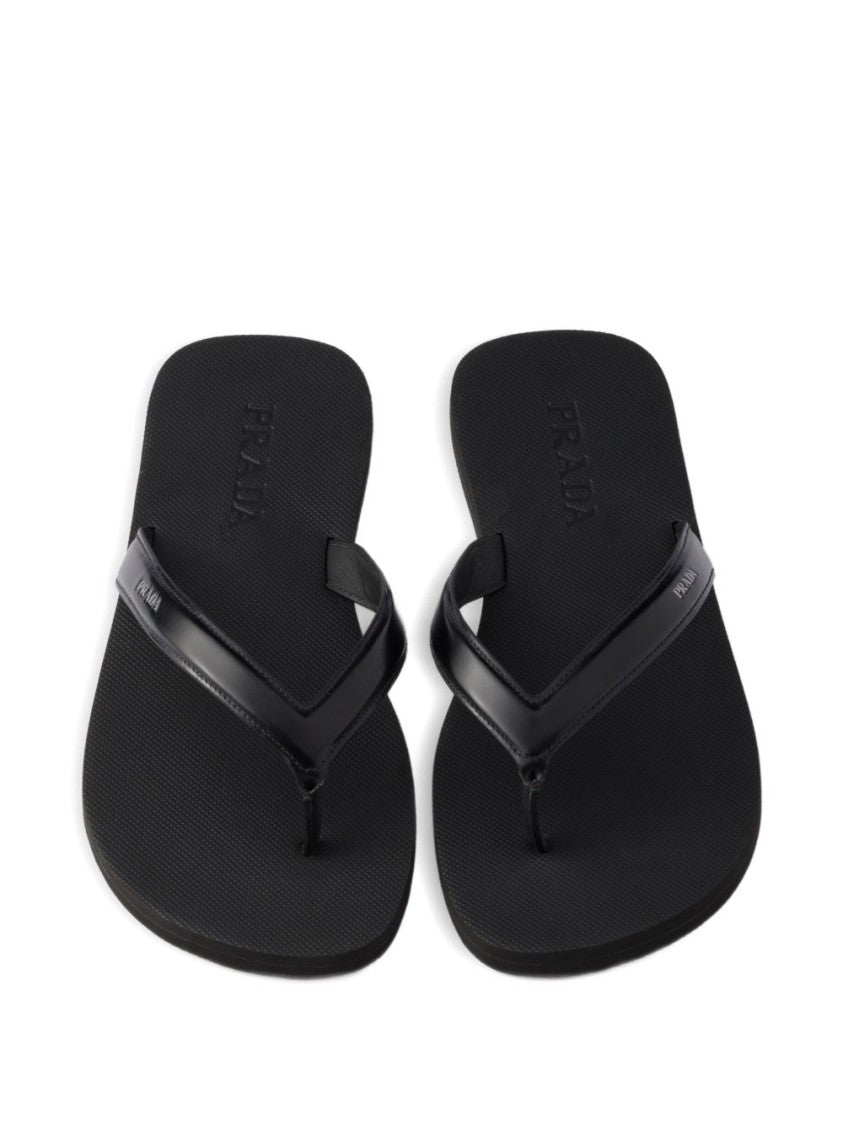 Prada Flip-Flop Sandals With Textured Footbed