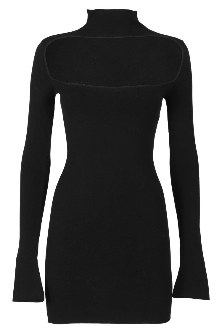 Ssheena Cut-Out Front Knit Dress With High Neck