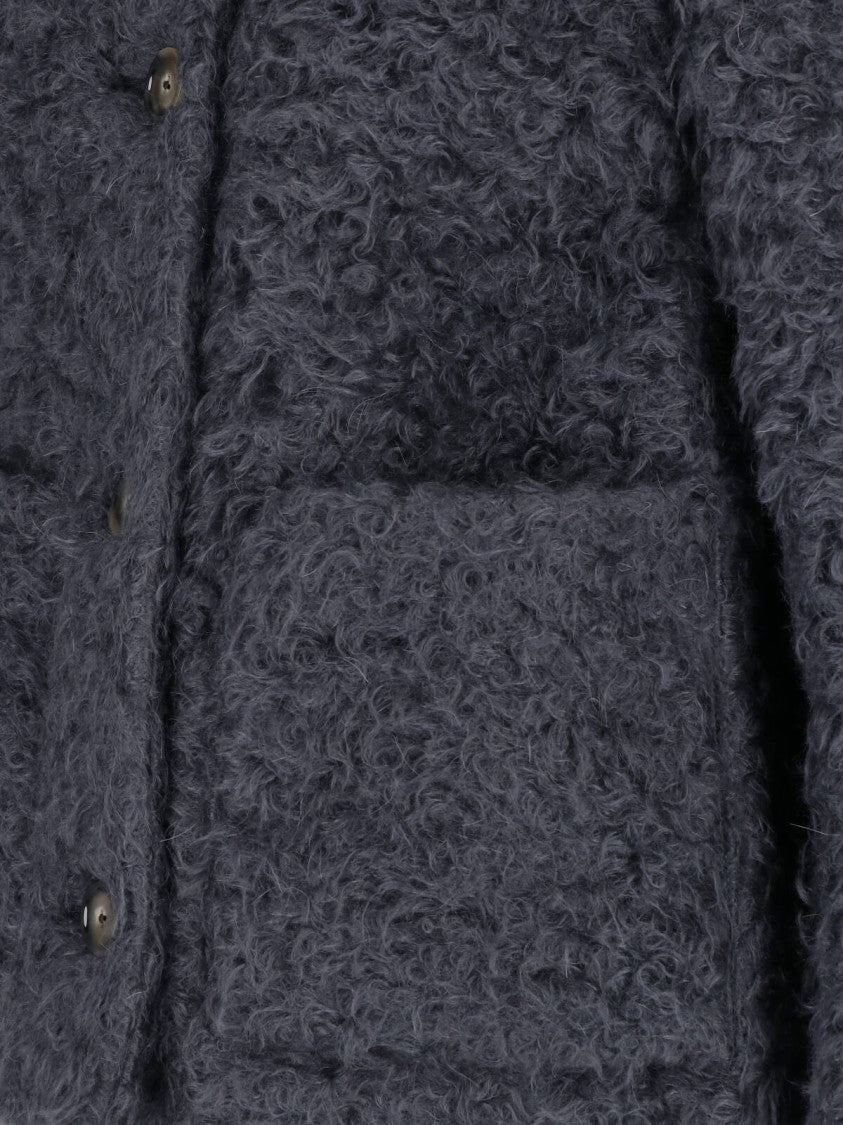 Lardini Grey Mohair Fur-Effect Jacket