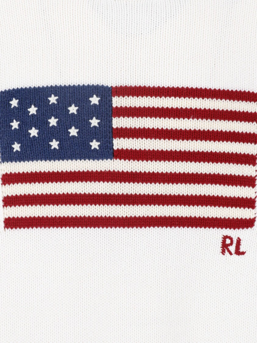 Polo Ralph Lauren White Cotton The Iconic Flag Sweater