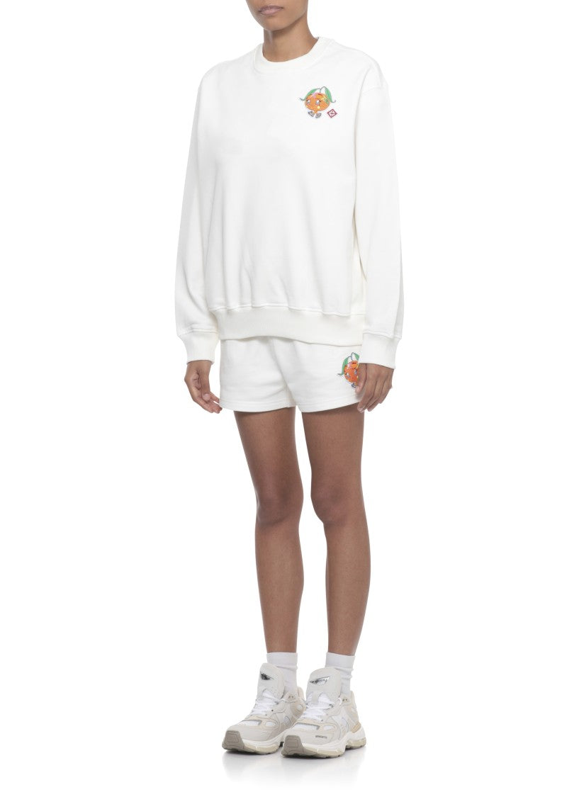 Casablanca White Cotton Sweatshirt With Contrasting Logo Patch