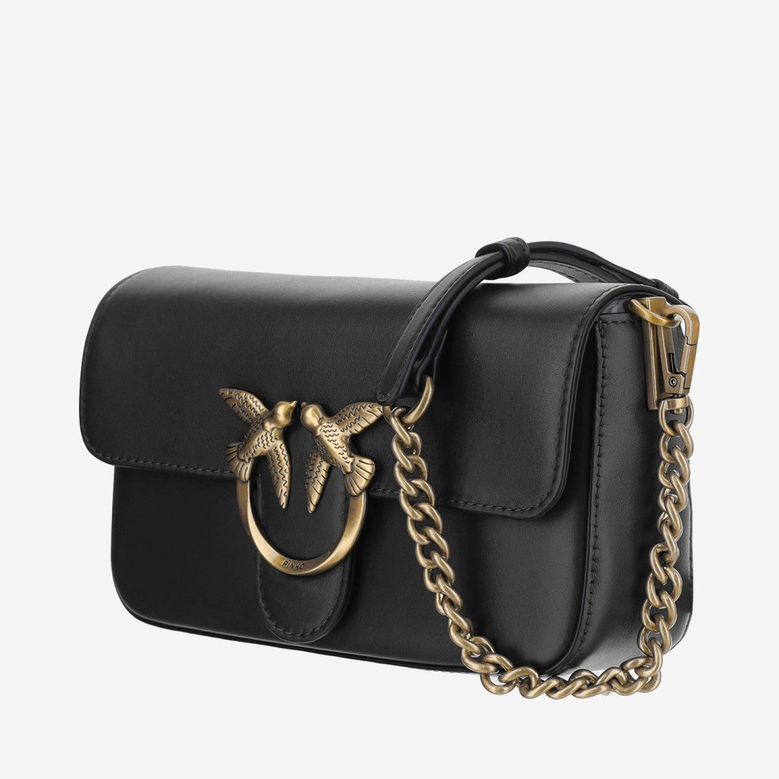 Pinko Leather Shoulder Bag With Adjustable Chain And Iconic Logo