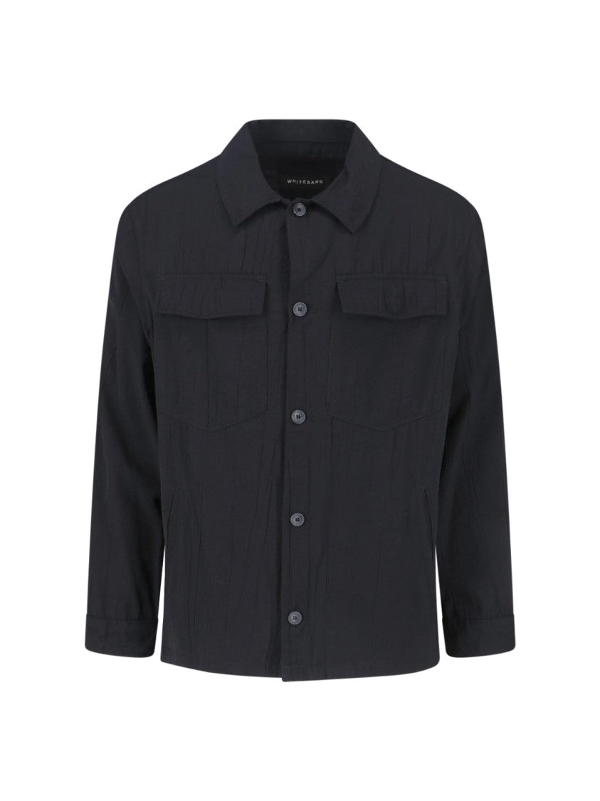 White Sand Black Premium Viscose Blend Button-Up Shirt