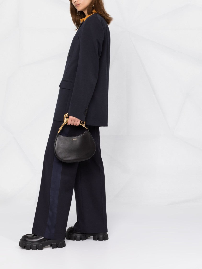 Lanvin Calf Leather Cat Handle Crescent Hobo Bag