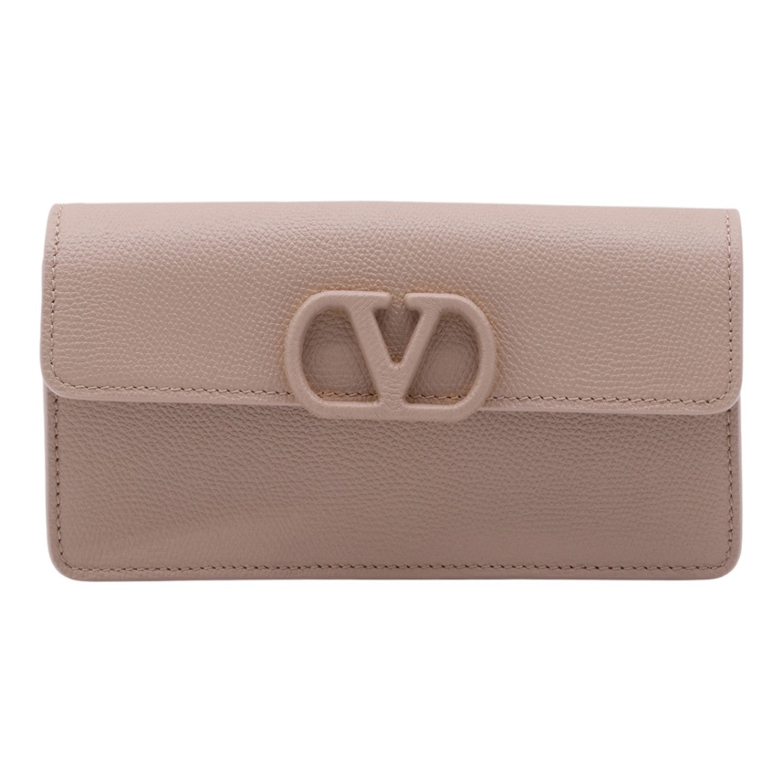 Valentino Garavani Rectangular Pebbled Leather Structured Silhouette Clutch