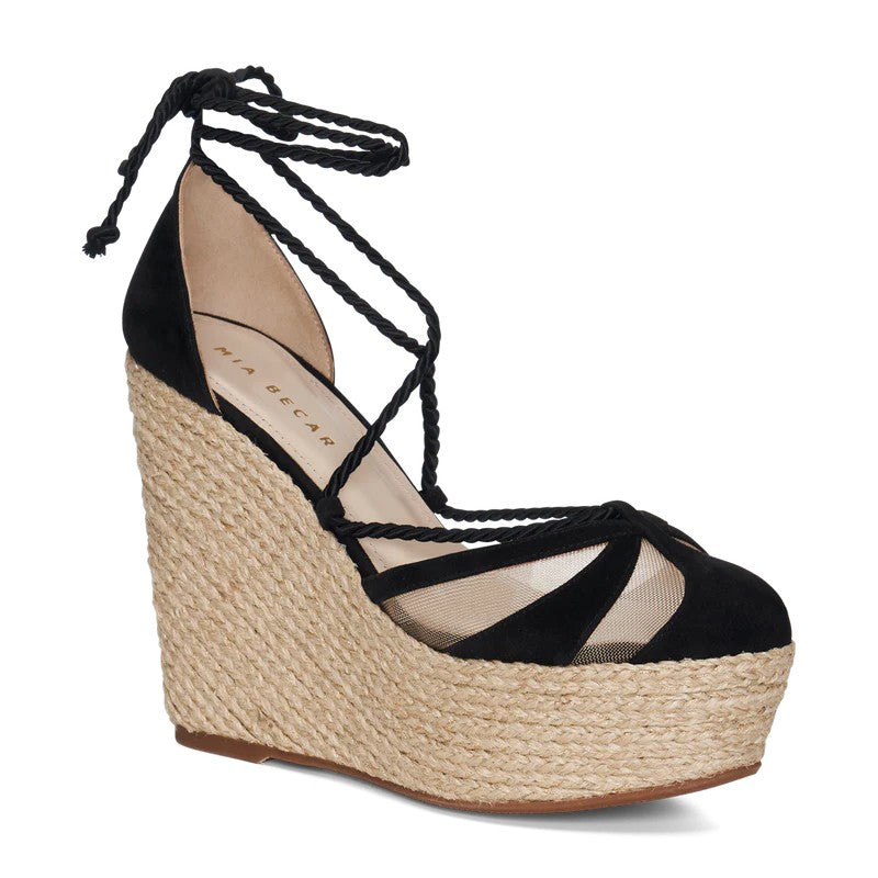 M+E' Wedge Sandals With Suede And Mesh Detailing