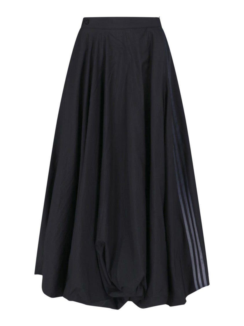 Y-3 Black Gradient 3 Stripes Midi Skirt