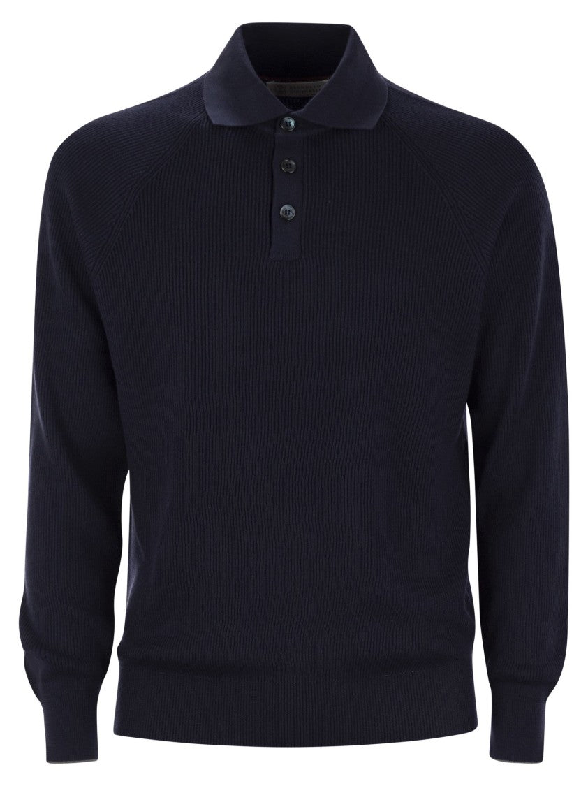 Brunello Cucinelli Cotton Rib Knit Polo Shirt
