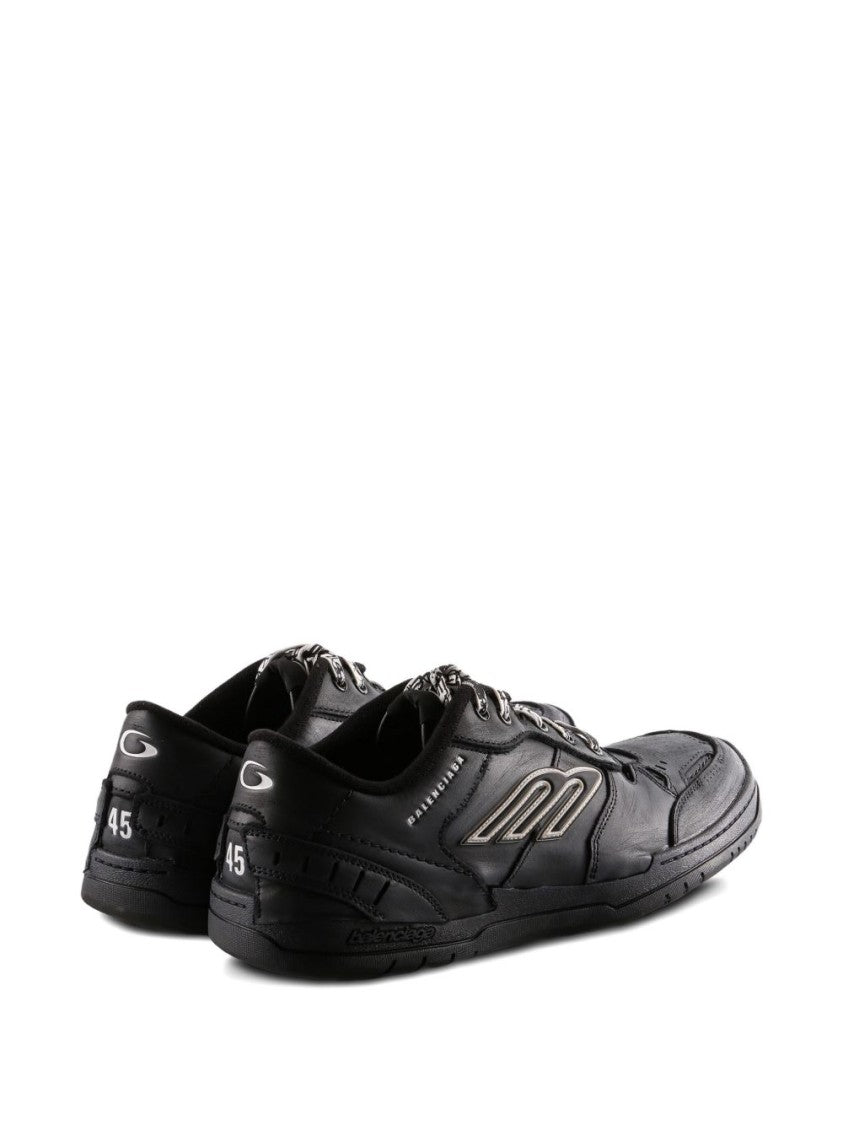 Balenciaga Black Hamptons Worn-Out Cowskin Polyester Sneakers