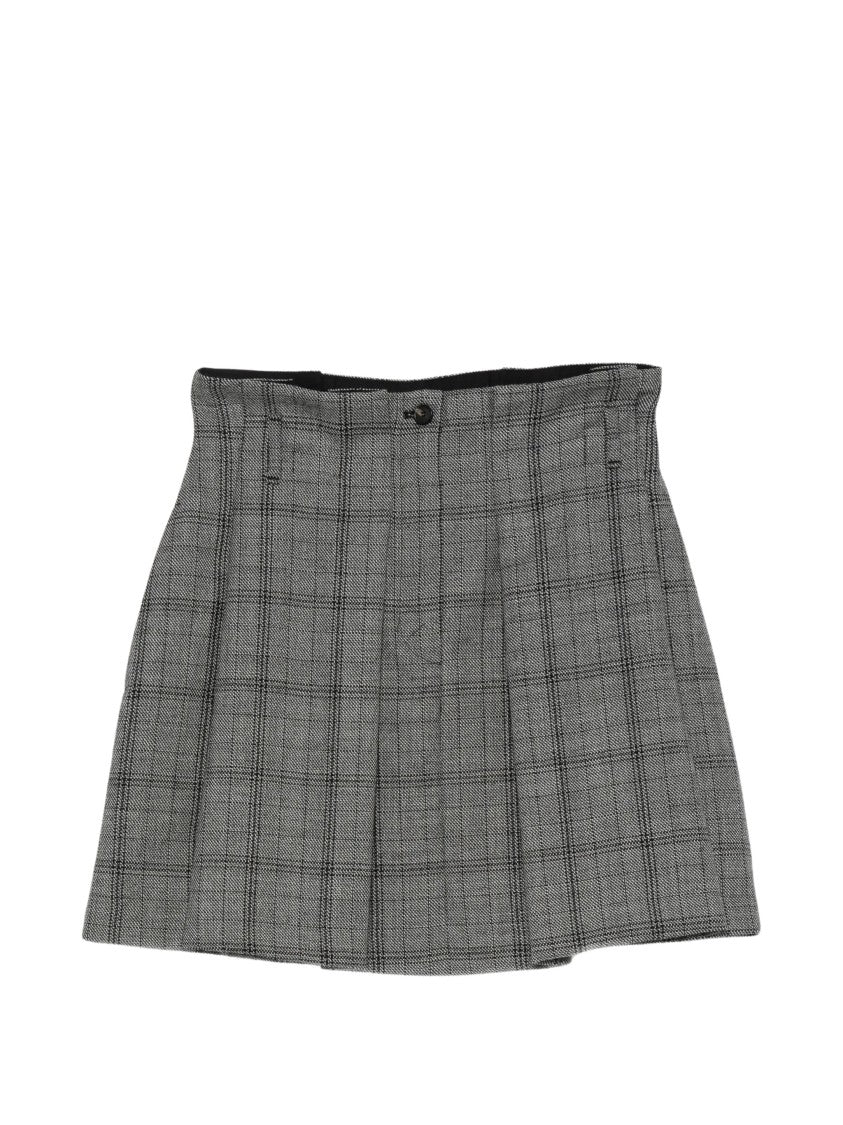 Tela Gaby Grey Check Pleated Mini Skirt