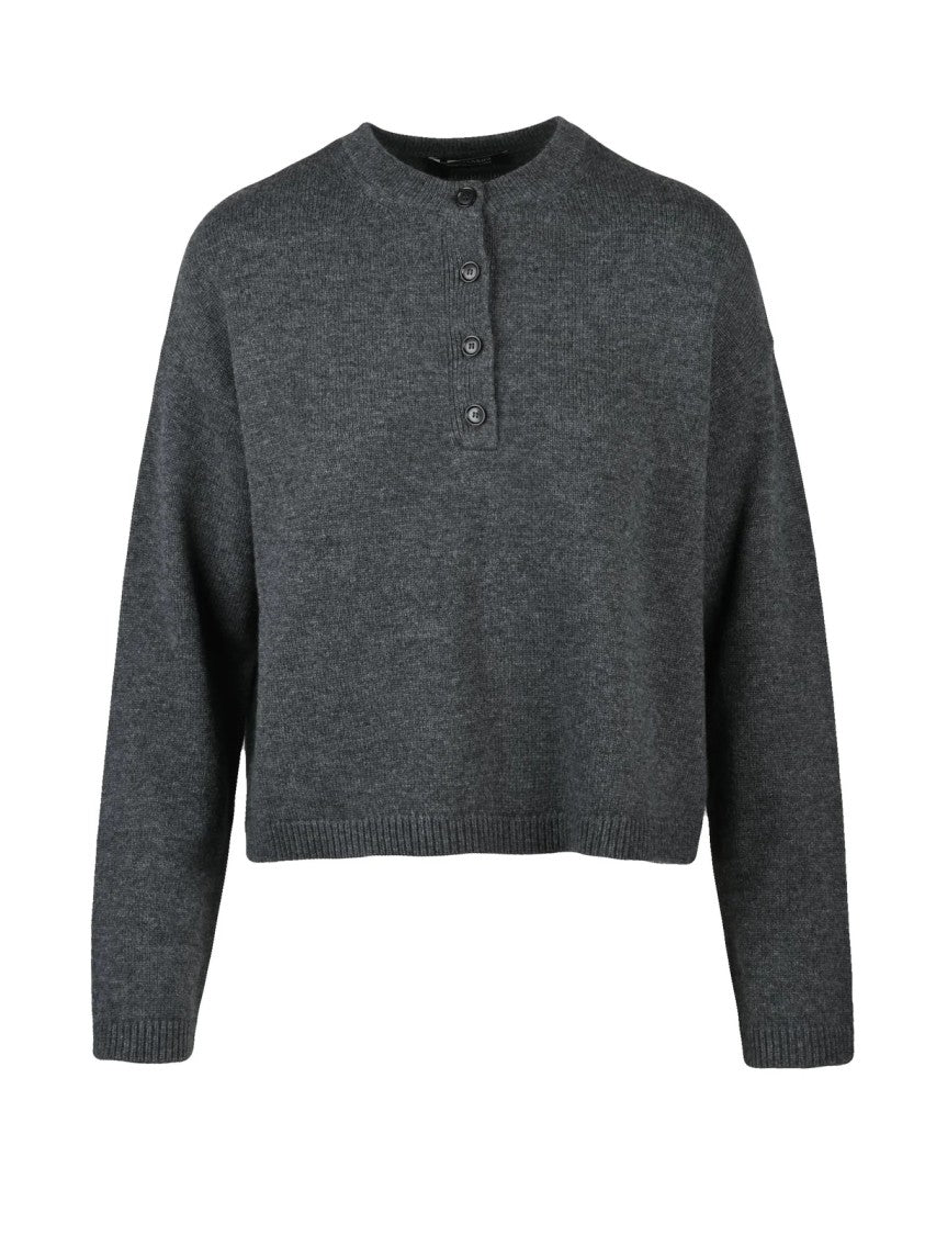 Max Mara Cropped Wool And Cashmere Knit Sweater With Buttoned Placket