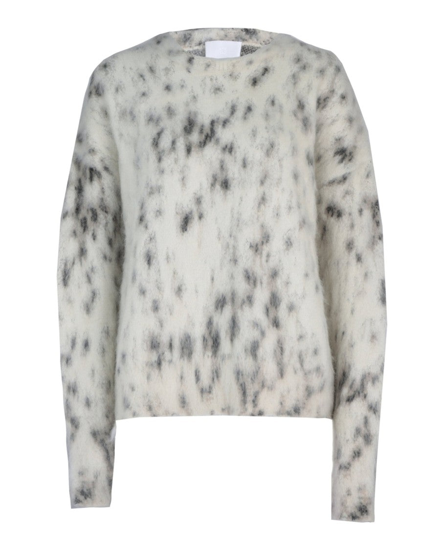 Givenchy Cropped Sweater In Mohair With Snow Leopard Print