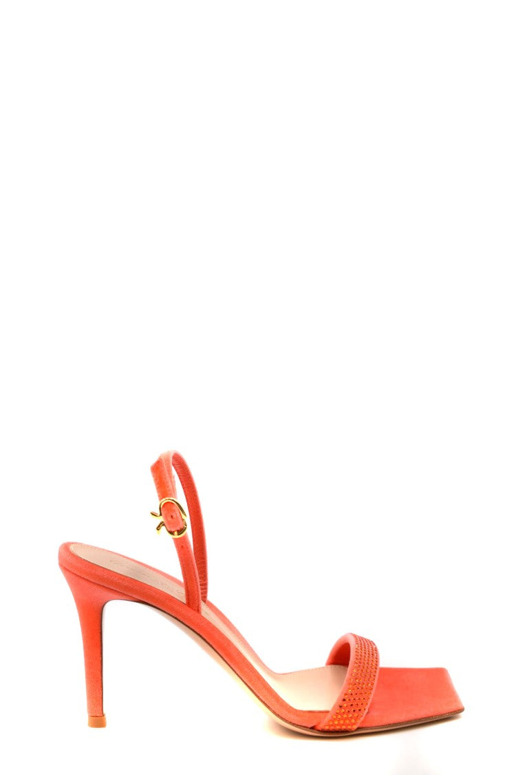 Gianvito Rossi Coral Britney Slingback Velvet Sandals