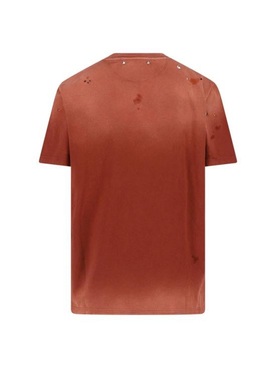 Golden Goose Distressed Rust Short-Sleeve T-Shirt With Graphic Print
