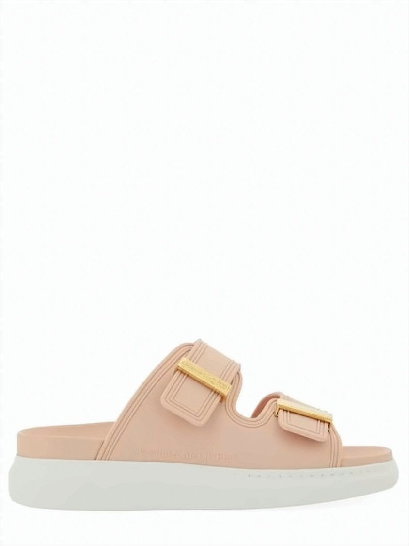Alexander Mcqueen Matte Rubber Slip-On Mules With Adjustable Gold-Tone Buckles