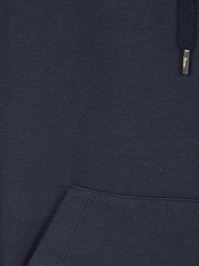 Herno Jersey Knit Drawstring Hood Sweatshirt