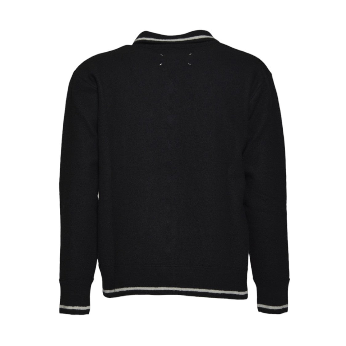 Maison Margiela Minimalist Black Wool Sweater With Front Zipper Closure
