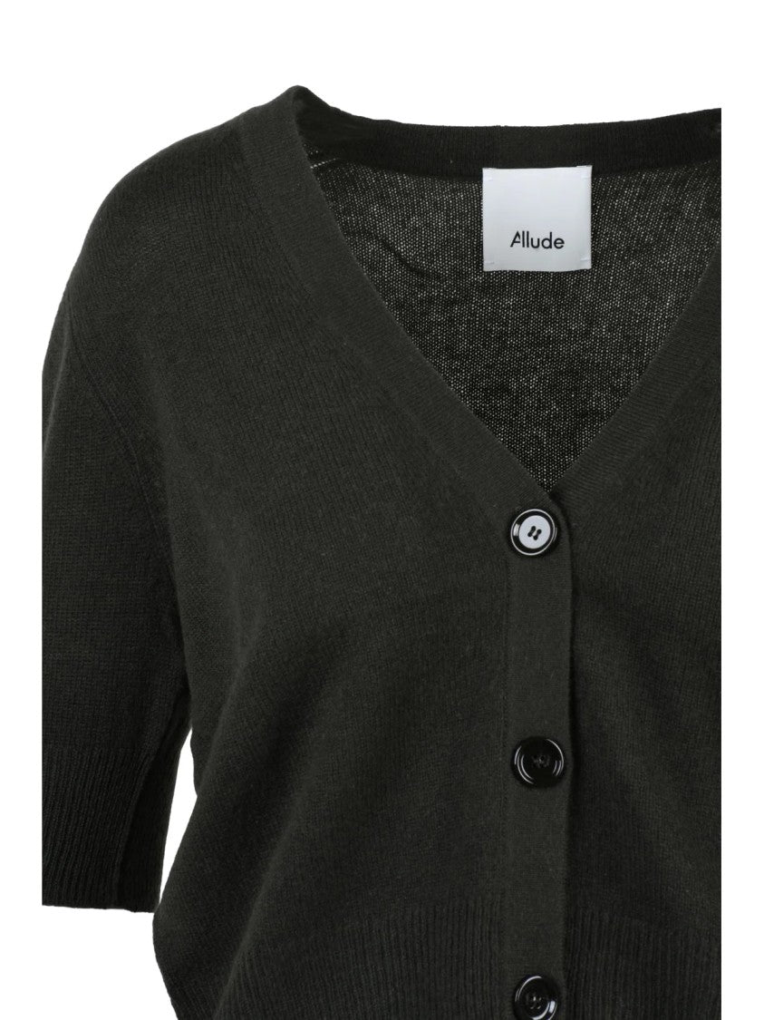 Allude Green Cropped Cashmere Cardigan