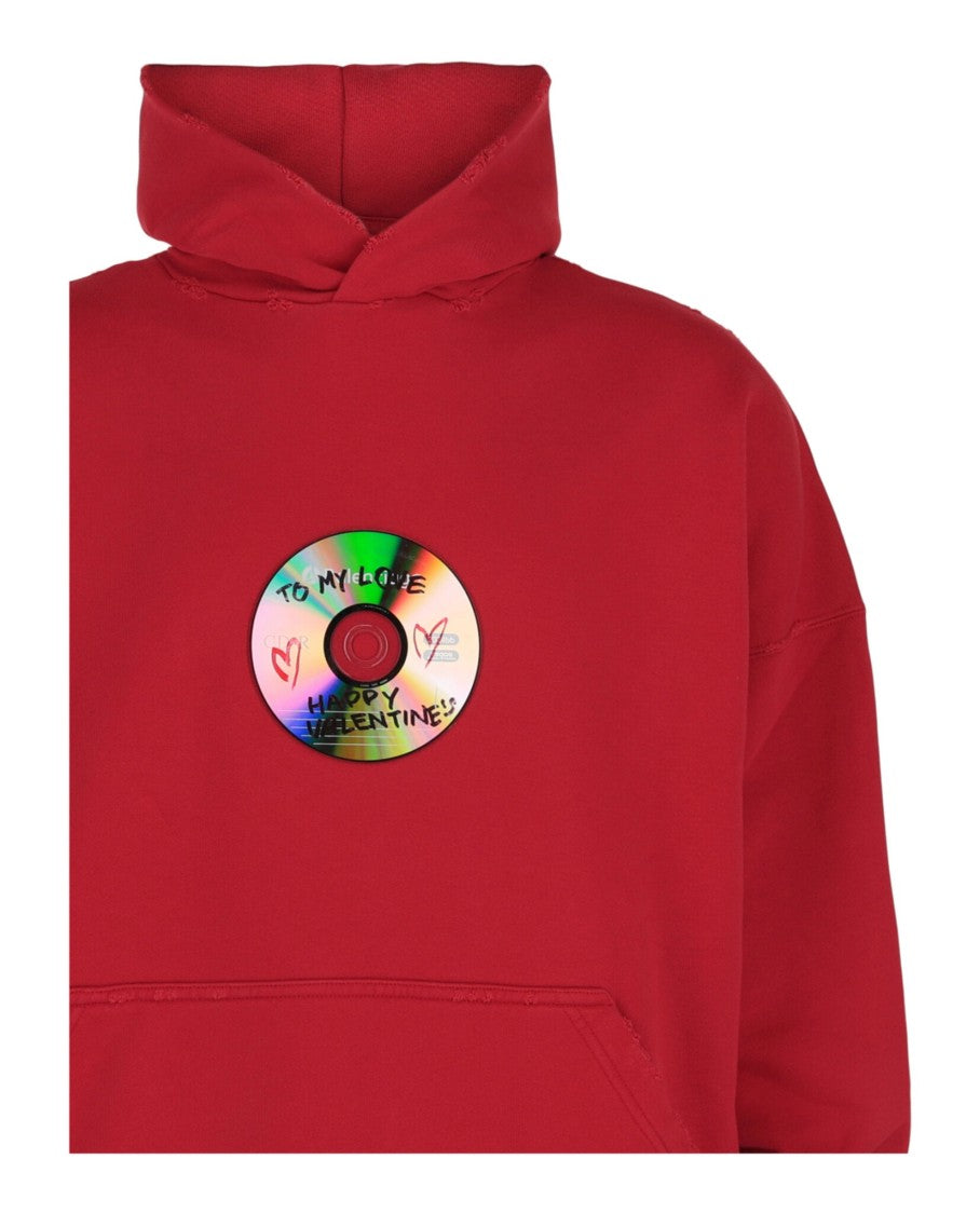 Balenciaga Oversized Red Hoodie With Valentine's Mixtape Graphic