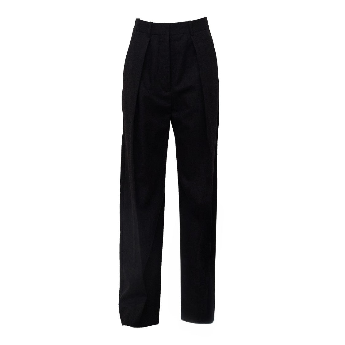 Victoria Beckham Cecilia High-Waist Flannel Wide-Leg Pants