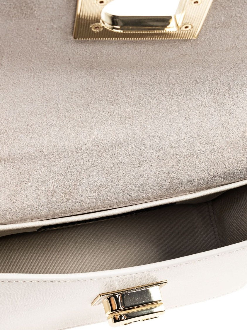 Furla Cream Foldover Top Bag With Twist-Lock Closure