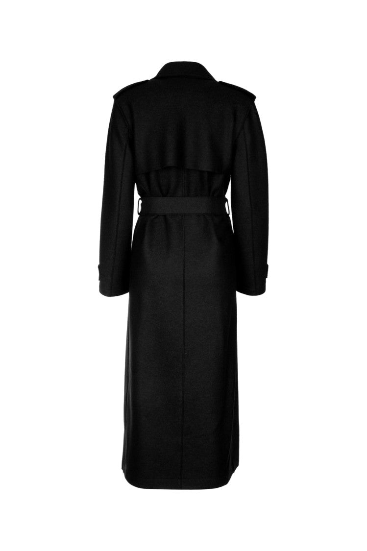 Harris Wharf London Women Long Trench Double Stitching Pressed Wool