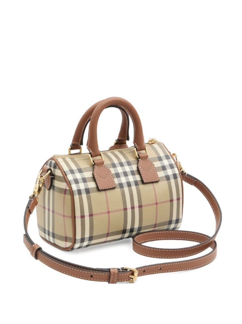 Burberry Cylindrical Handbag With Checkered Pattern