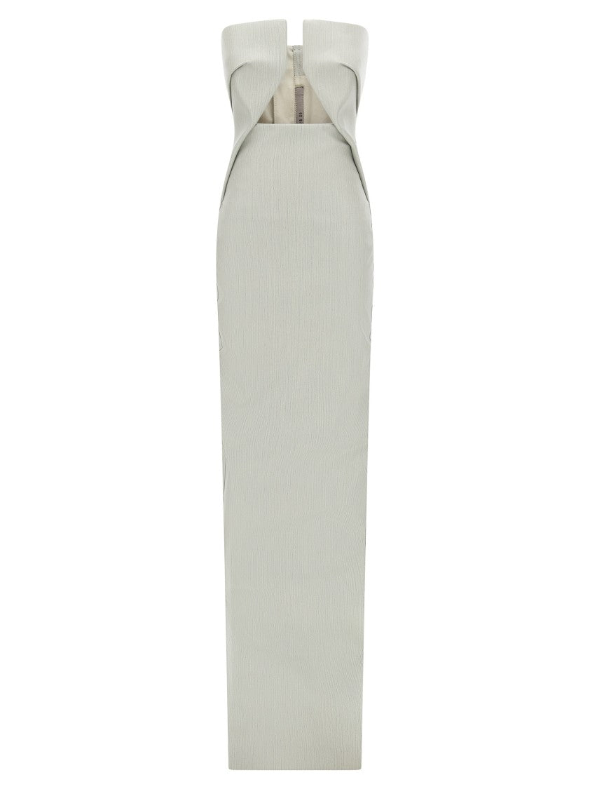 Rick Owens Denim Gown With Front Cut-Out
