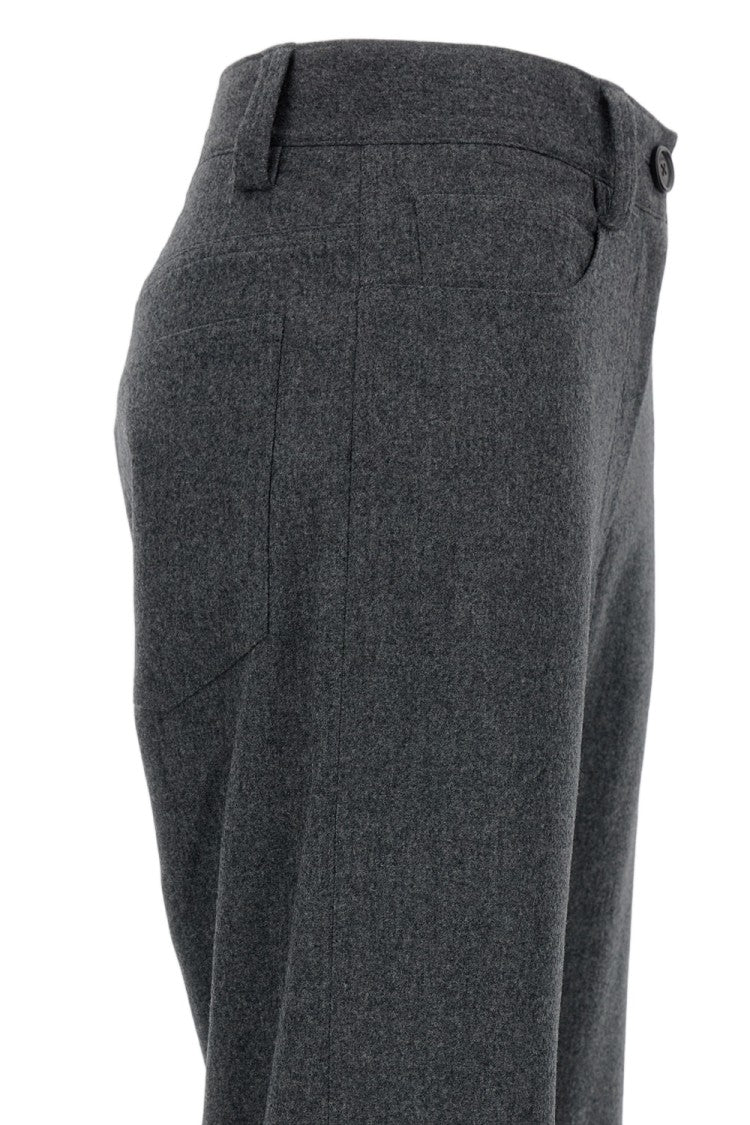 Khaite Straight Fit Wool Trousers With Textured Appearance