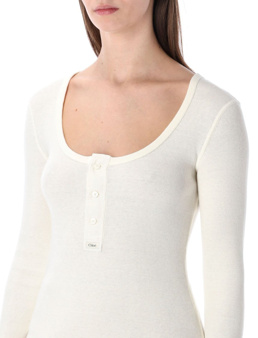 Chloé Scoop-Neck Organic Cotton Henley