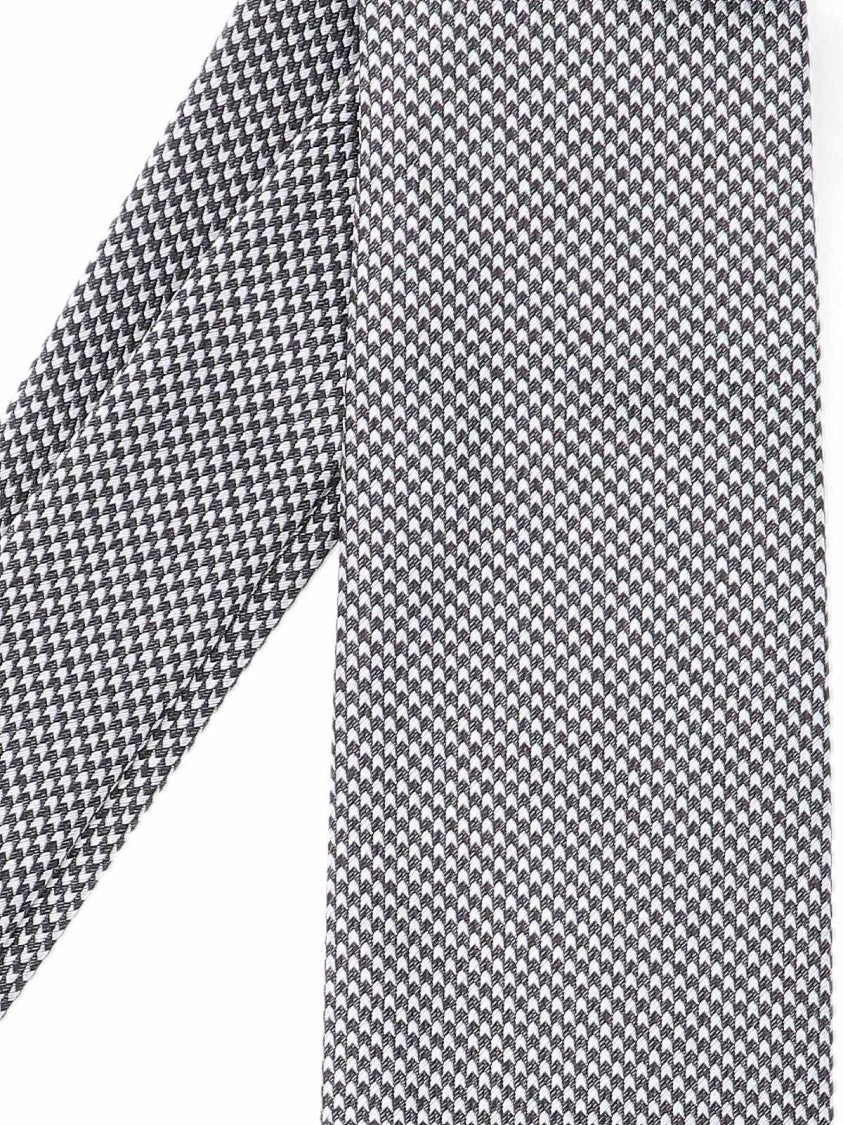 Tom Ford Textured Houndstooth Tie In Grey And Black