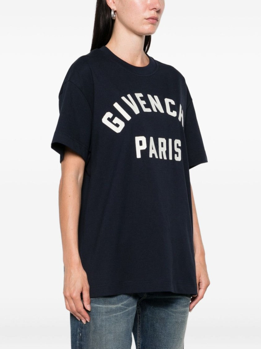 Givenchy Navy Blue Crew Neck Short Top