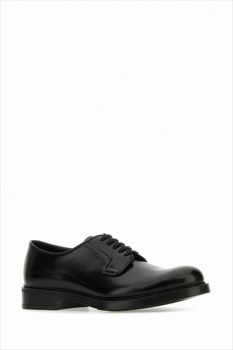 Prada Polished Black Leather Lace-Up Dress Shoes