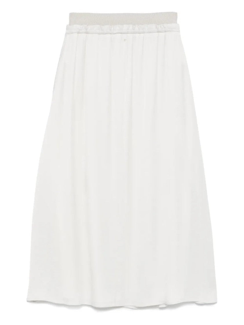 Lorena Antoniazzi White Drawstring Midi Skirt