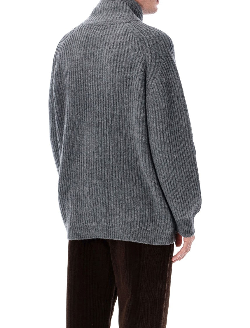 Filson Vertical Ribbed Wool Cardigan With Shawl Collar