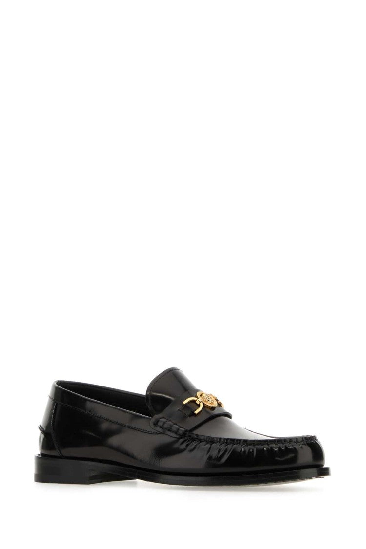 Versace Black Leather Medusa 95 Loafers