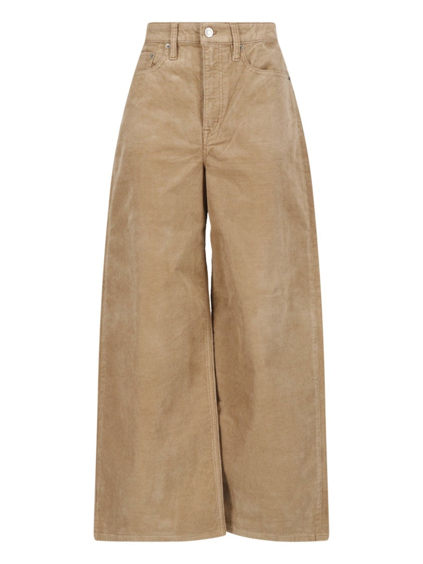 Polo Ralph Lauren Beige Wide-Leg Corduroy Pants With Classic Five-Pocket Design