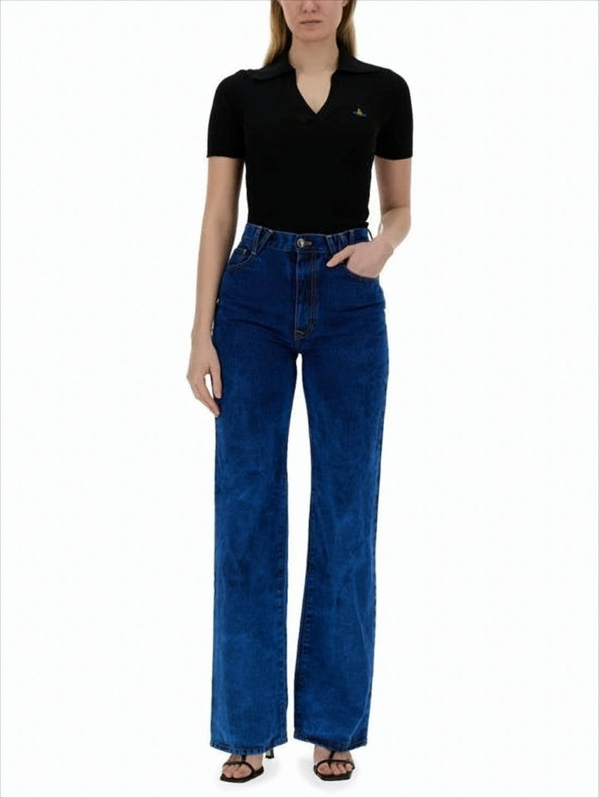 Vivienne Westwood Fitted V-Neck Sweater With Ribbed Texture